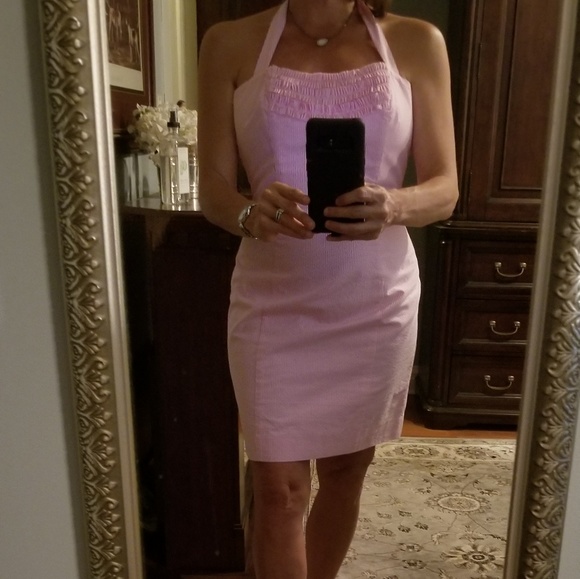 Lilly Pulitzer Dresses & Skirts - Lilly Pulitzer pink seersucker ruffle halter dress